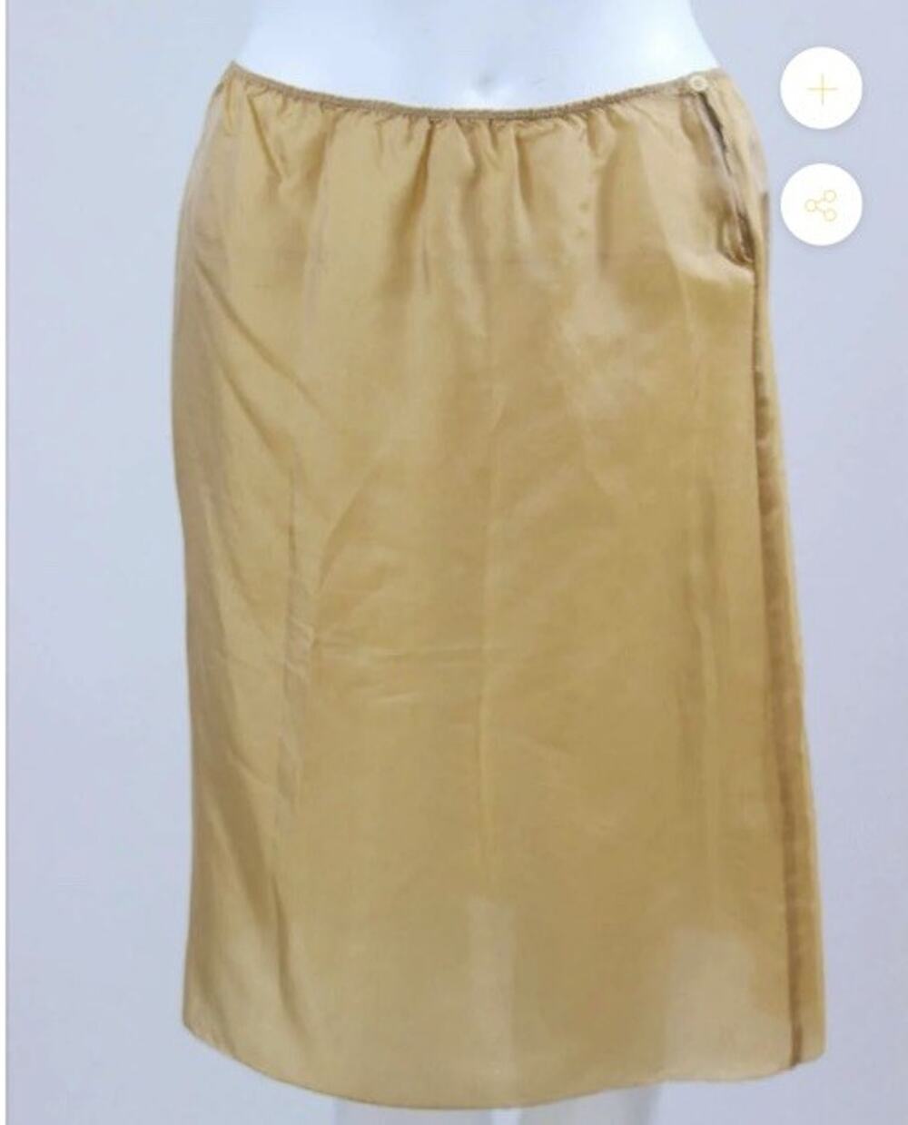 PRADA Milano Silk Blend Lace Trim Slip Skirt Size IT 40 US S Champagne Sangallo